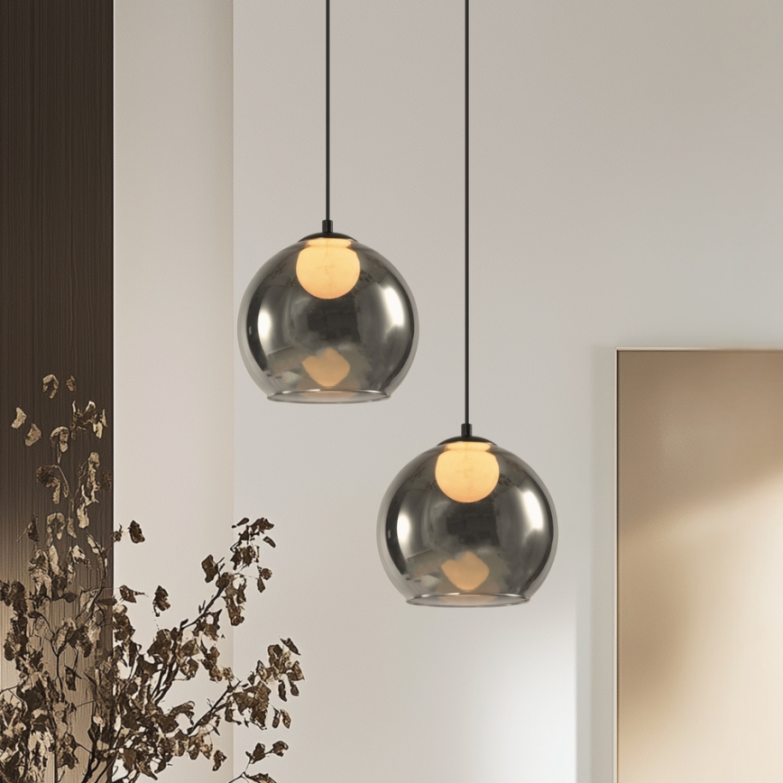 Luster na lanku BRIN 1xG9/15W/230V dymovo čierny