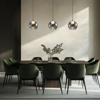 Luster na lanku BRIN 1xG9/15W/230V dymovo čierny