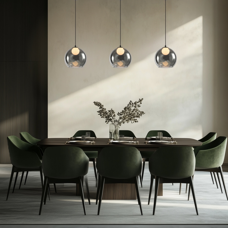 Luster na lanku BRIN 1xG9/15W/230V dymovo čierny
