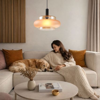 Luster na lanku BRIZI 1xE27/40W/230V béžová/dymová