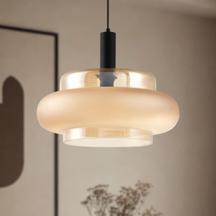 Luster na lanku BRIZI 1xE27/40W/230V béžová/dymová