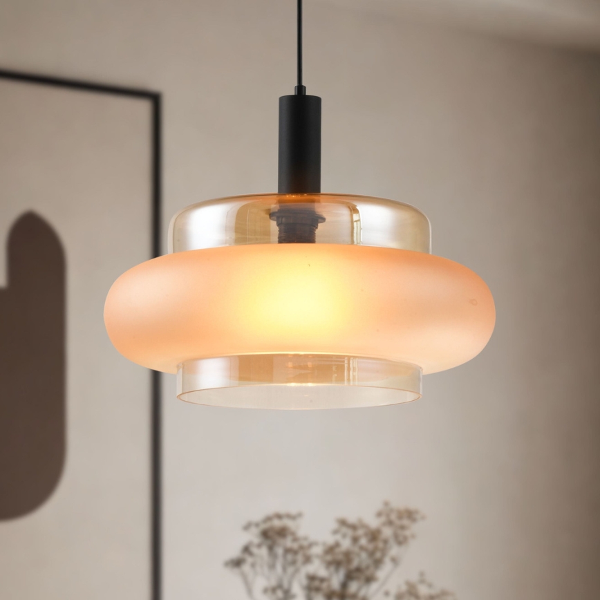 Luster na lanku BRIZI 1xE27/40W/230V béžová/dymová