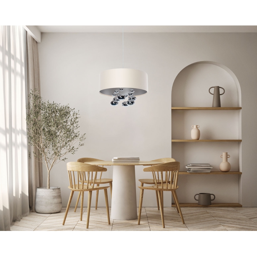 Luster na lanku BUBBLE 1xE27/60W/230V, priemer 50 cm, béžový