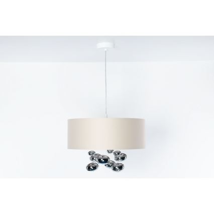 Luster na lanku BUBBLE 1xE27/60W/230V, priemer 50 cm, béžový