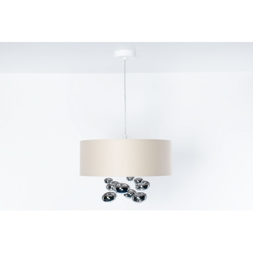 Luster na lanku BUBBLE 1xE27/60W/230V, priemer 50 cm, béžový