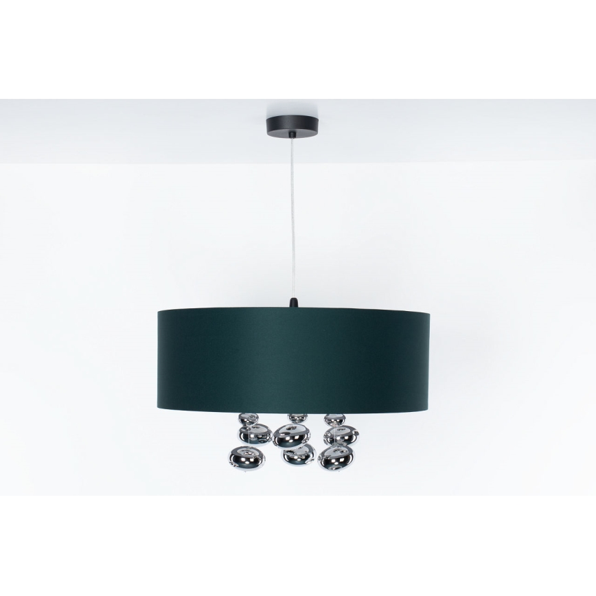 Luster na lanku BUBBLE 1×E27/60W/230V, priemer 40 cm, zelený