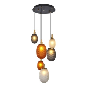 Luster na lanku CACTUS 6xG9/5W/230V medená/šedá/biela