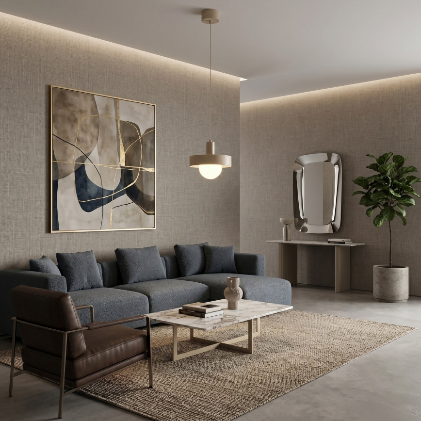 Luster na lanku CANAN 1xE27/15W/230V priemer 29 cm béžový
