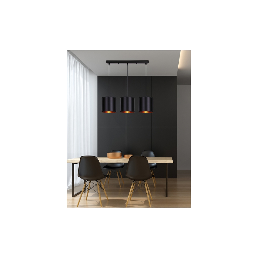 Luster na lanku CANDIDA 3xE27/40W/230V čierna/medená