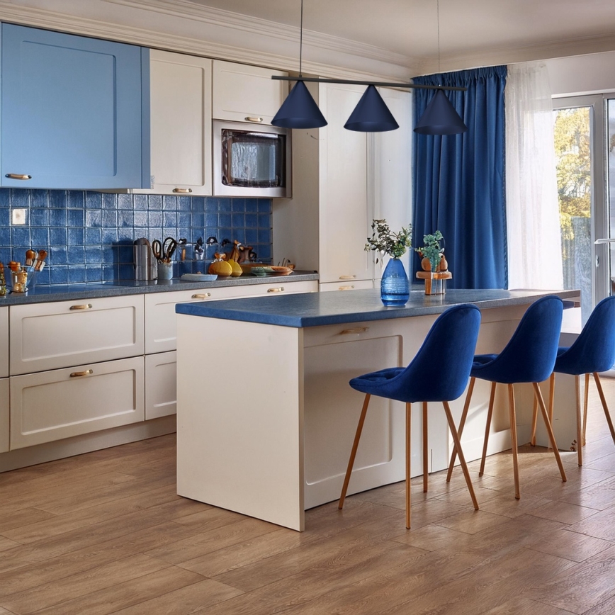 Luster na lanku CAPITAL 3xGX53/15W/230V modrý