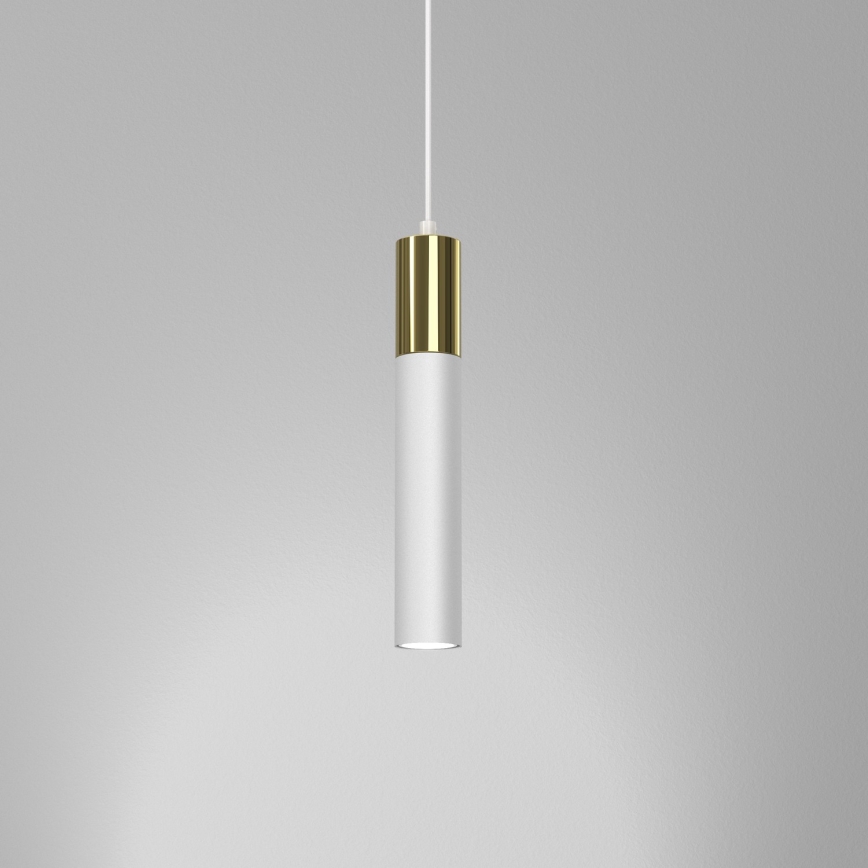 Luster na lanku CASSA 1xGU10/8W/230V biela/zlatá