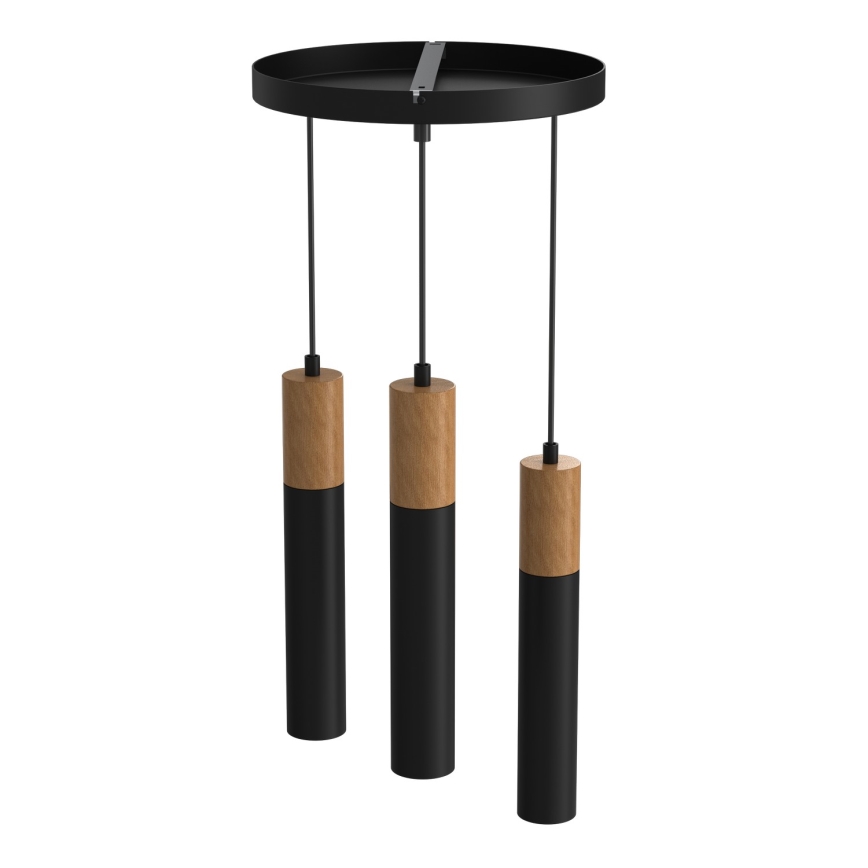 Luster na lanku CASSA 3xGU10/60W/230V čierna okrúhly