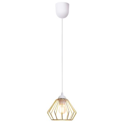 Luster na lanku CEED GOLD 1xE27/60W/230V pr. 17,5 cm biela/zlatá