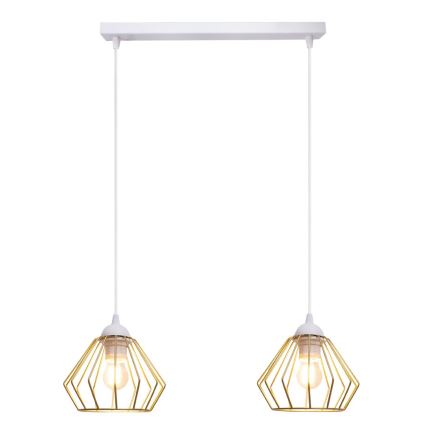 Luster na lanku CEED GOLD 2xE27/60W/230V biela/zlatá