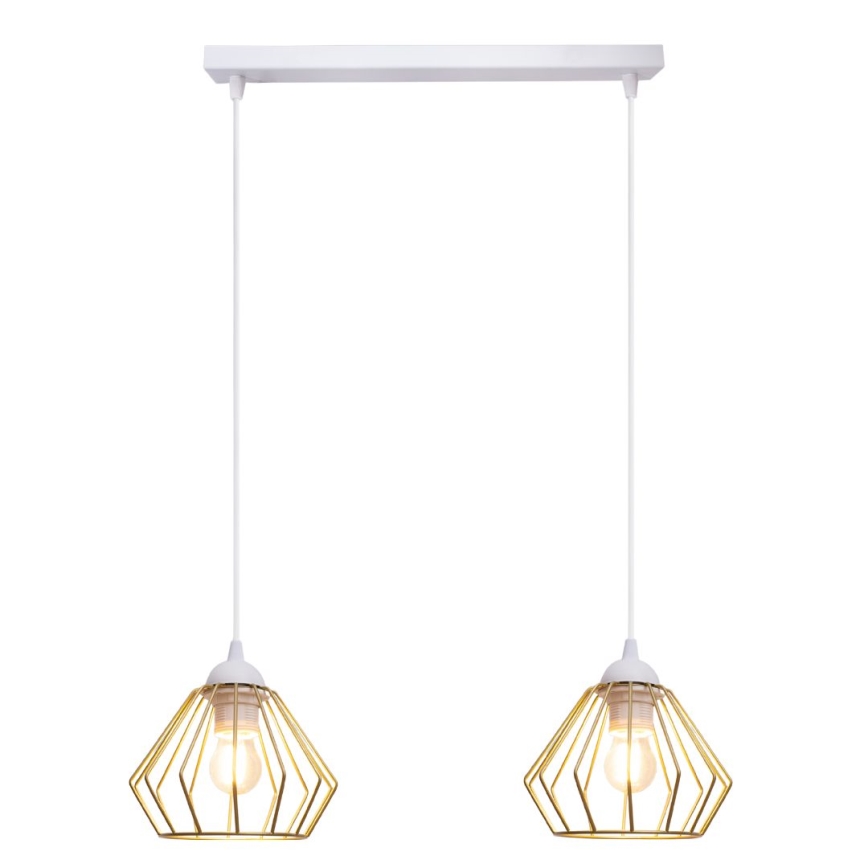 Luster na lanku CEED GOLD 2xE27/60W/230V biela/zlatá