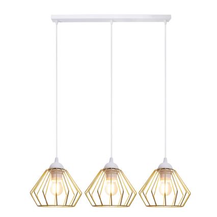 Luster na lanku CEED GOLD 3xE27/60W/230V biela/zlatá