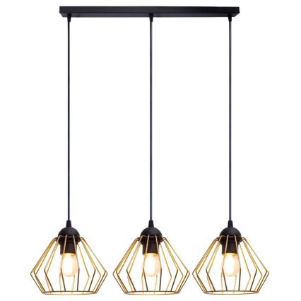 Luster na lanku CEED GOLD 3xE27/60W/230V čierna/zlatá