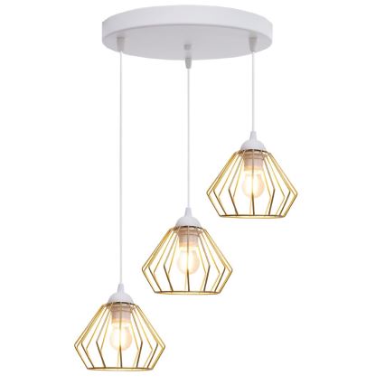 Luster na lanku CEED GOLD 3xE27/60W/230V pr. 45 cm biela/zlatá