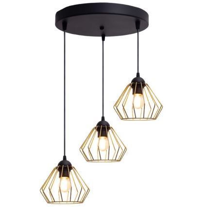 Luster na lanku CEED GOLD 3xE27/60W/230V pr. 45 cm čierna/zlatá