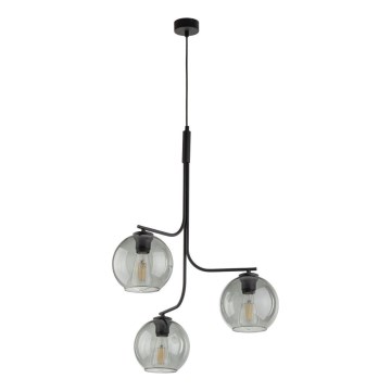 Luster na lanku CESAR 3xE27/15W/230V čierna/dymová sivá