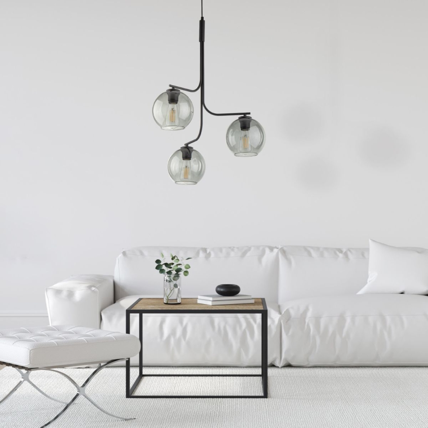 Luster na lanku CESAR 3xE27/15W/230V čierna/dymová sivá