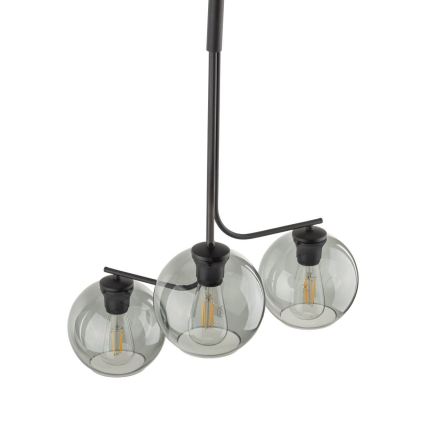 Luster na lanku CESAR 3xE27/15W/230V čierna/dymová sivá