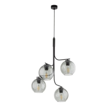 Luster na lanku CESAR 4xE27/15W/230V čierna/dymová sivá