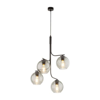 Luster na lanku CESAR 4xE27/15W/230V čierna/dymová sivá
