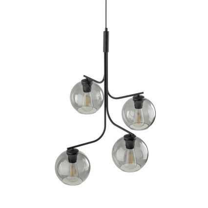 Luster na lanku CESAR 4xE27/15W/230V čierna/dymová sivá
