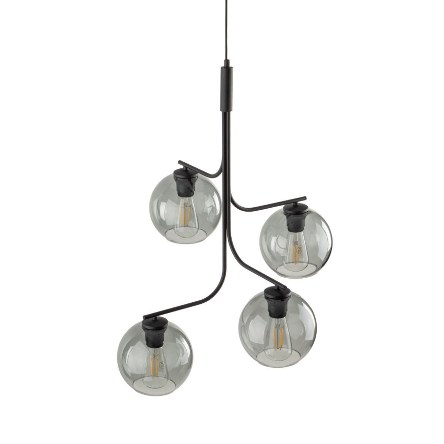 Luster na lanku CESAR 4xE27/15W/230V čierna/dymová sivá