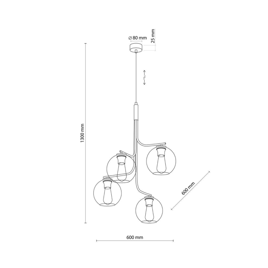 Luster na lanku CESAR 4xE27/15W/230V čierna/dymová sivá