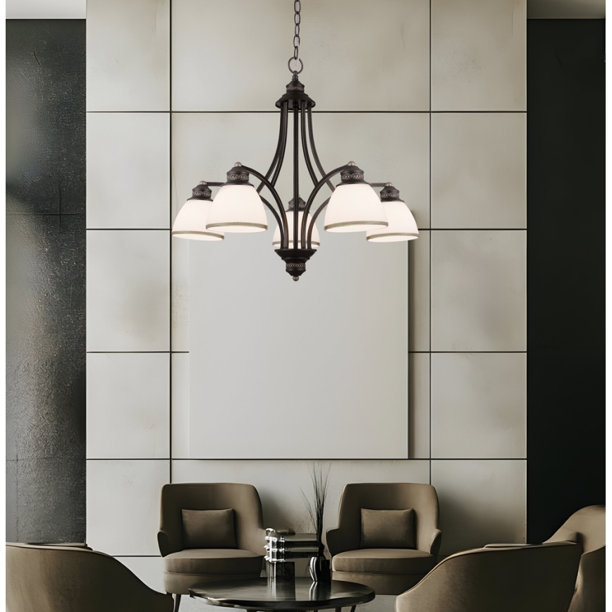 Luster na lanku CLAIR 5xE27/60W/230V pr. 65 cm bronzový