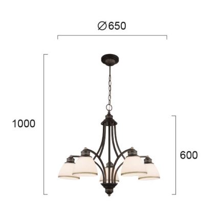 Luster na lanku CLAIR 5xE27/60W/230V pr. 65 cm bronzový