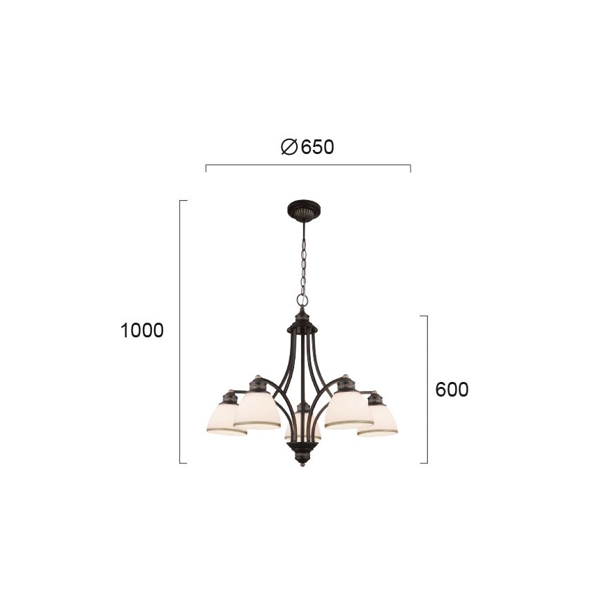 Luster na lanku CLAIR 5xE27/60W/230V pr. 65 cm bronzový