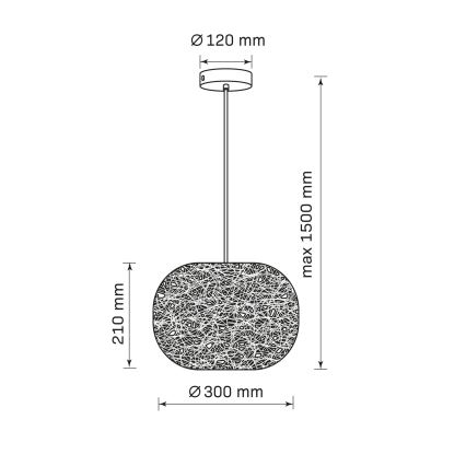 Luster na lanku CLEA 1xE27/20W/230V, priemer 30 cm, antracit