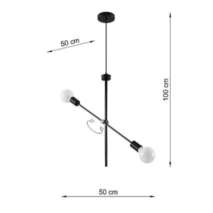 Luster na lanku CONCEPT 2xE27/60W/230V