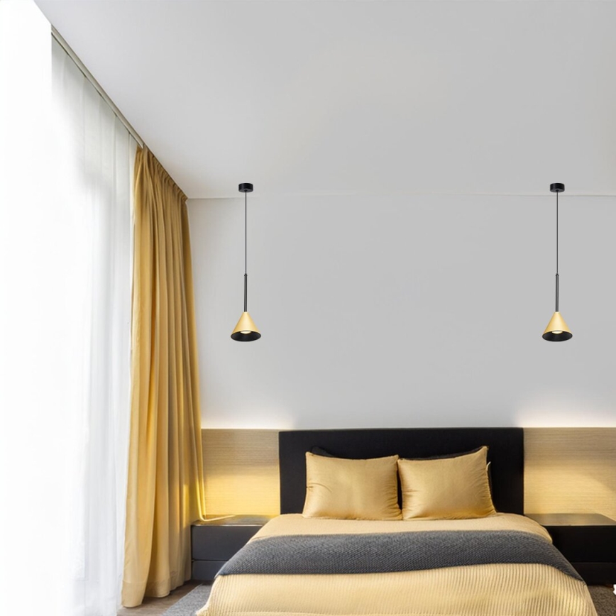 Luster na lanku CONE 1xGU10/10W/230V zlatá/čierna