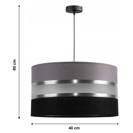 Luster na lanku CORAL 1xE27/60W/230V čiernošedá