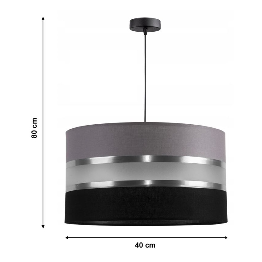 Luster na lanku CORAL 1xE27/60W/230V čiernošedá