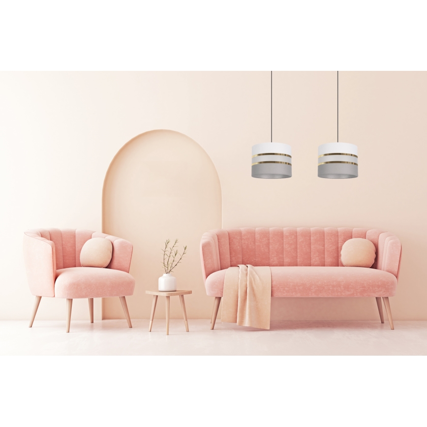 Luster na lanku CORAL 2xE27/60W/230V biela/šedá