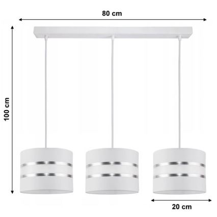 Luster na lanku CORAL 3xE27/60W/230V biela