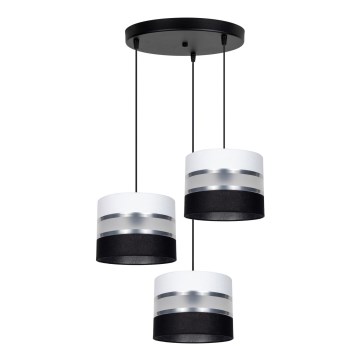 Luster na lanku CORAL 3xE27/60W/230V čierna/biela/matný chróm pr. 45 cm