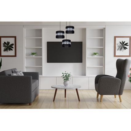 Luster na lanku CORAL 3xE27/60W/230V čierna/matný chróm pr. 45 cm