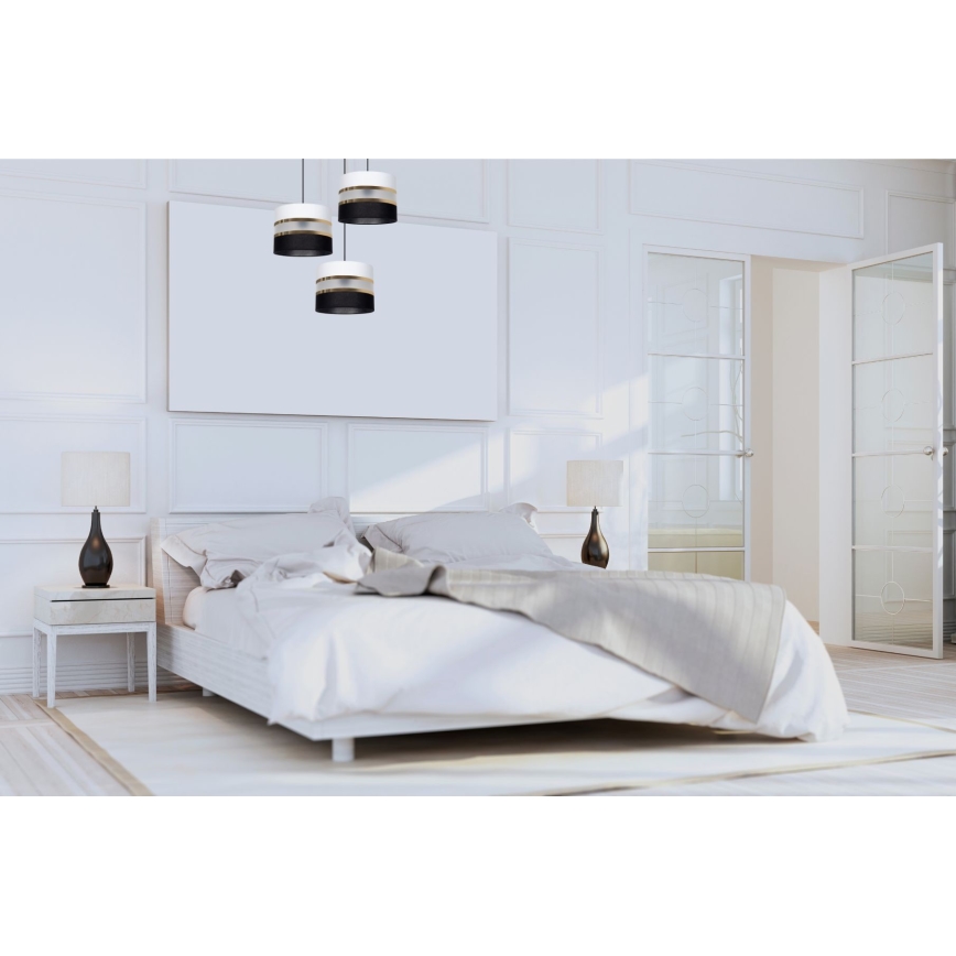 Luster na lanku CORAL 3xE27/60W/230V čiernobiela
