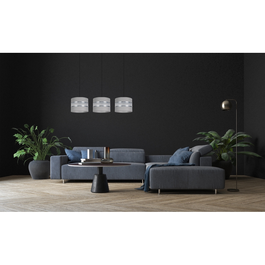Luster na lanku CORAL 3xE27/60W/230V šedá