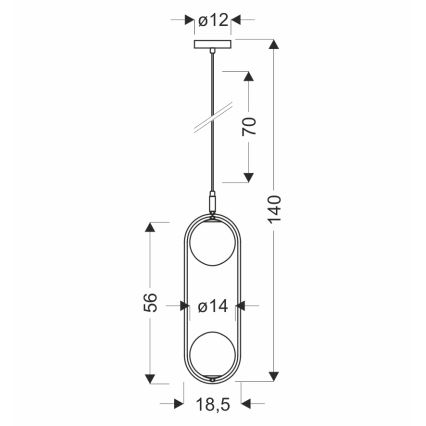 Luster na lanku CORDEL 2xG9/28W/230V čierna/dymová čierna