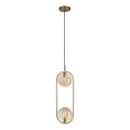 Luster na lanku CORDEL 2xG9/28W/230V mosadz/dymová béžová