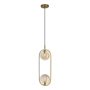 Luster na lanku CORDEL 2xG9/28W/230V mosadz/dymová béžová