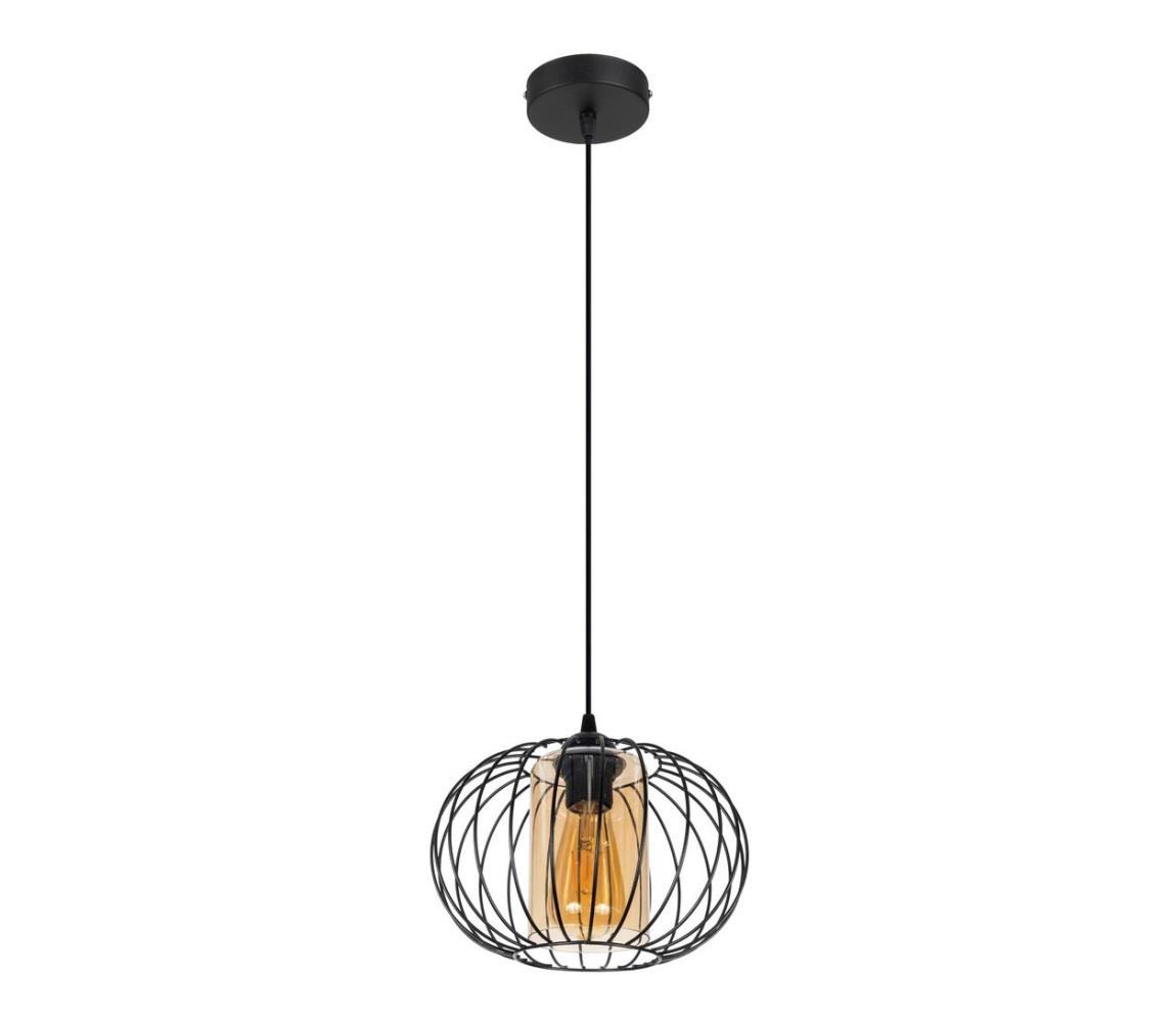 HEXE Luster na lanku CORRINI 1xE27/60W/230V pr. 25 cm čierna/béžová
