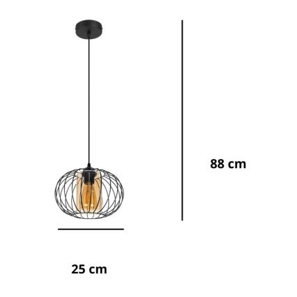 Luster na lanku CORRINI 1xE27/60W/230V pr. 25 cm čierna/béžová